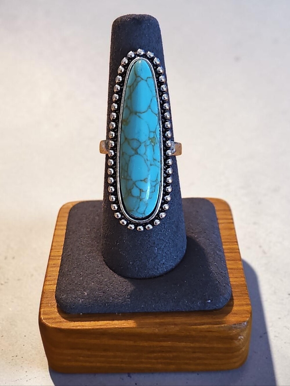 Sassified Boutique Nwt  Teardrop Statement Ring - Blue Stone Silver Accent